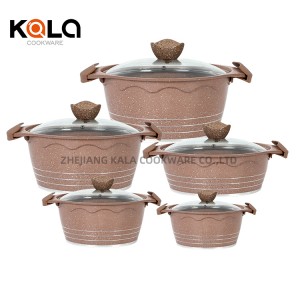 casserole marble coating with glass lid cookware sets kitchen diecasting aluminum italian cooking pots zhejiang factory