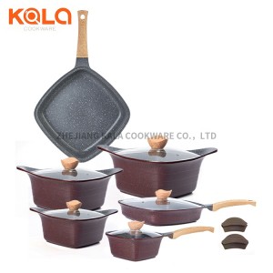 aluminum home cooking fry pan and casserole set marble ceramic coating cookware set italian cooking pots zhejiang factory
