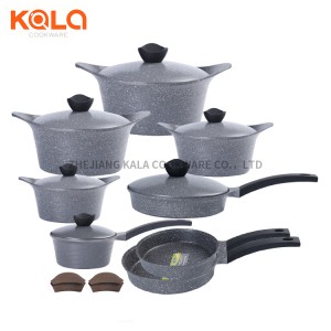 Hot amazon kitchen supplies cast aluminum cooking pot set non stick fry pan casserole granite cookware set China cooking pot set factory