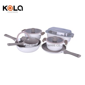 cast aluminum home cooking fry pan and casserole set luxury with silicon covered cooking pot non-stick coating cookware sets factory