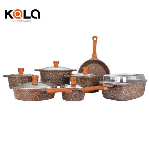 aluminum home cooking fry pan and casserole set non stick marble cookware set cooking pots cast aluminium sets factory