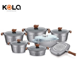 Kala kitchen supplies granite cookware set non stick marble aluminum cooking pots and pans set wholesale kitchen cookware set