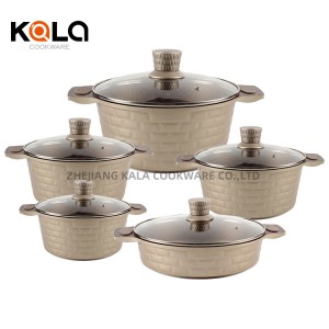 Wholesale good selling 10pcs granite cookware set non stick aluminium cooking pot set with soft touch handle China pots cooking manufacturers